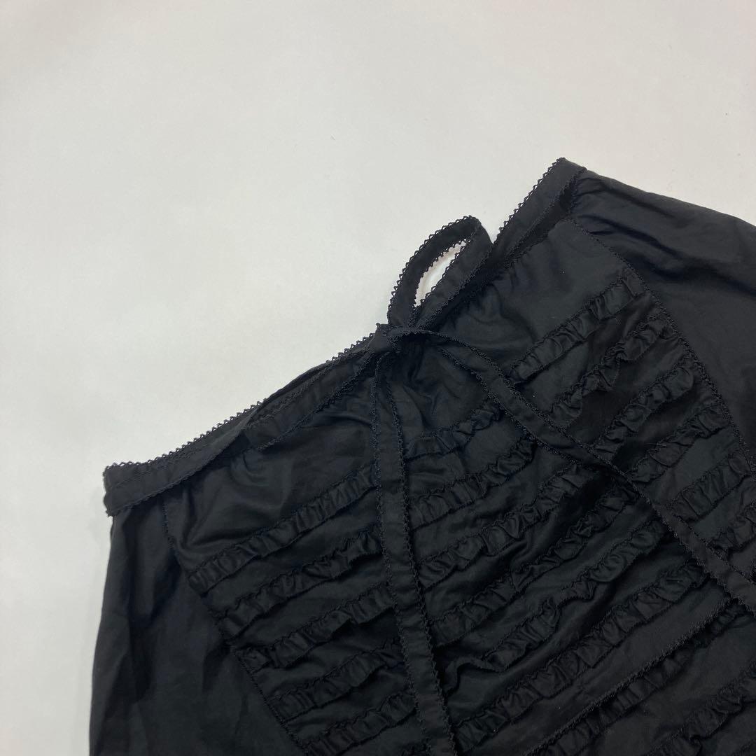 【美品】ピンクハウス 黒 ピコフリル使い タブリエ