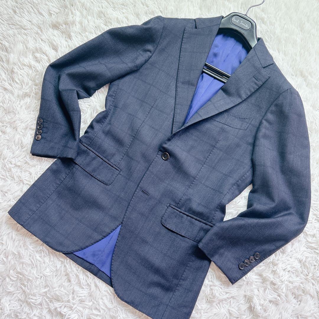 美品 Brilla モヘア スーツ セットアップ 高級 ウィンドペーン ネイビー