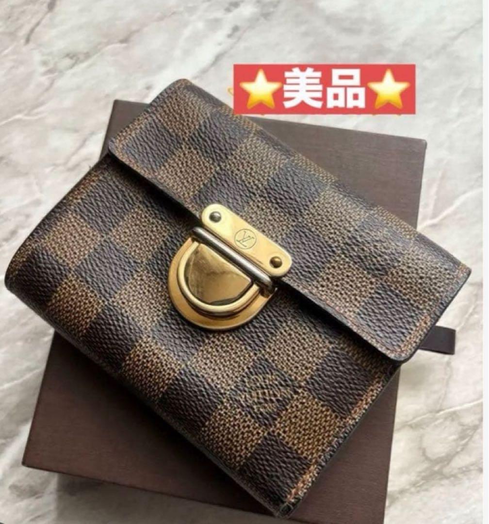 ルイヴィトン ダミエエベヌ ポルトフォイユ　ヴィクトリーヌ 三つ折り財布