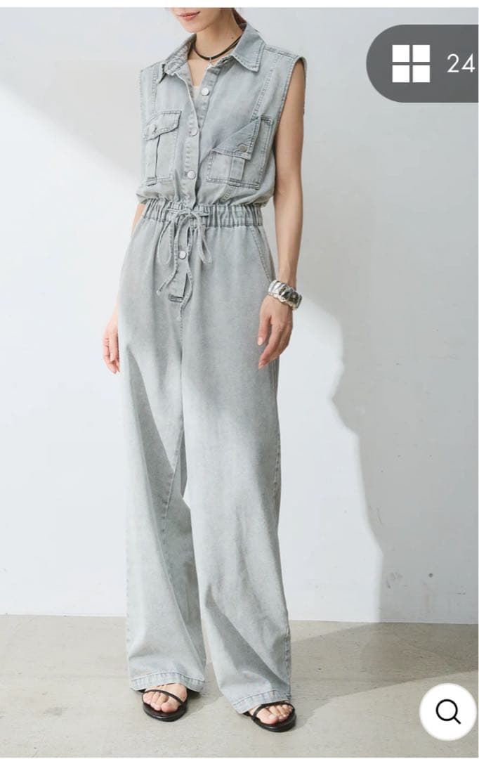 ecica ポケットデザインデニムオールインワン