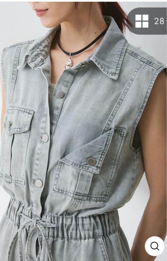 ecica ポケットデザインデニムオールインワン