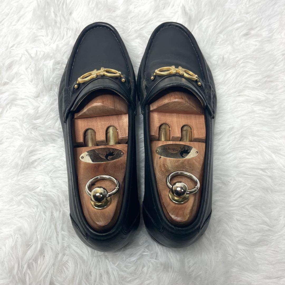 【美品】 フェラガモ ガンチーニ ビットローファー 25.5cm ゴールド 金