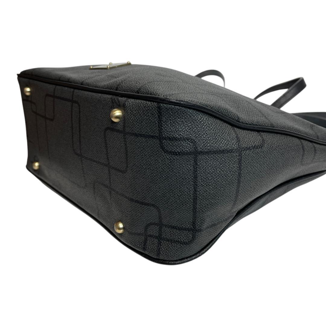 美品 agnes b 2704 トートバッグ A4可能 総柄 PVC ネームタグ