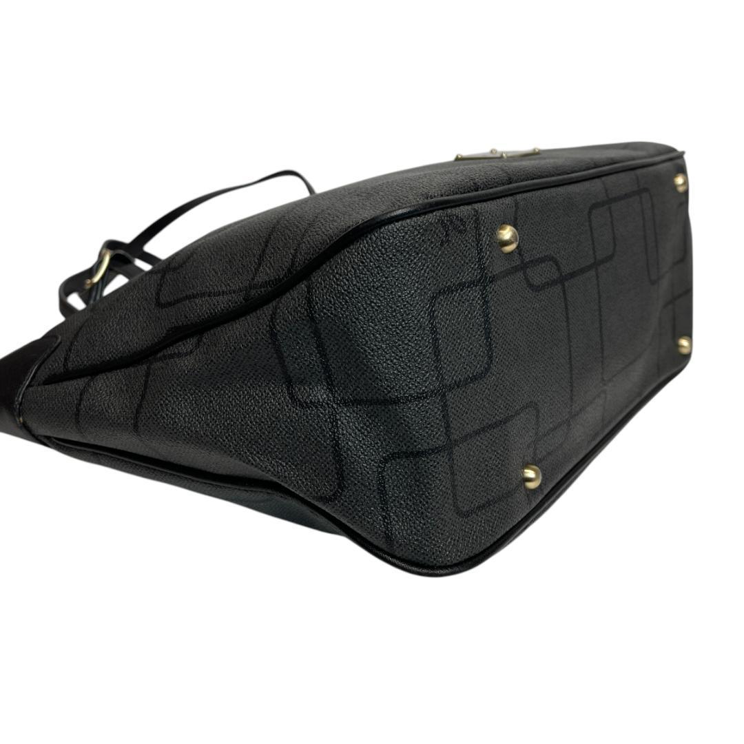 美品 agnes b 2704 トートバッグ A4可能 総柄 PVC ネームタグ