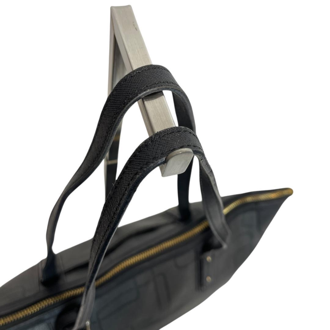 美品 agnes b 2704 トートバッグ A4可能 総柄 PVC ネームタグ