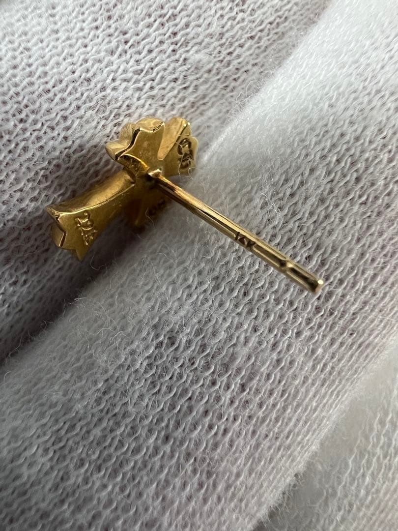 クロムハーツ 22k CH クロスファット スタッド ピアス 純正ダイヤパヴェ