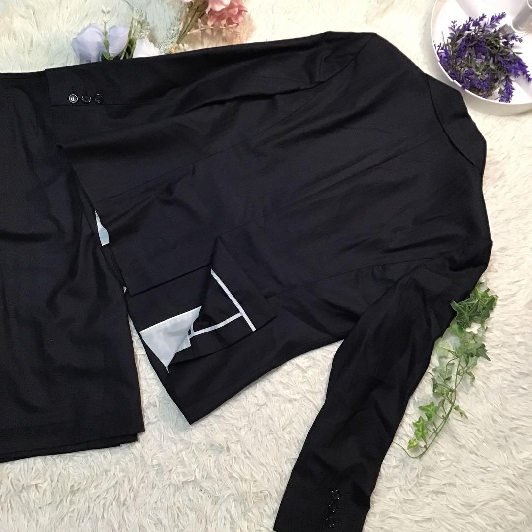 美品【スキャパ】 セットアップ 紺 ストライプ ウール 高級感 42