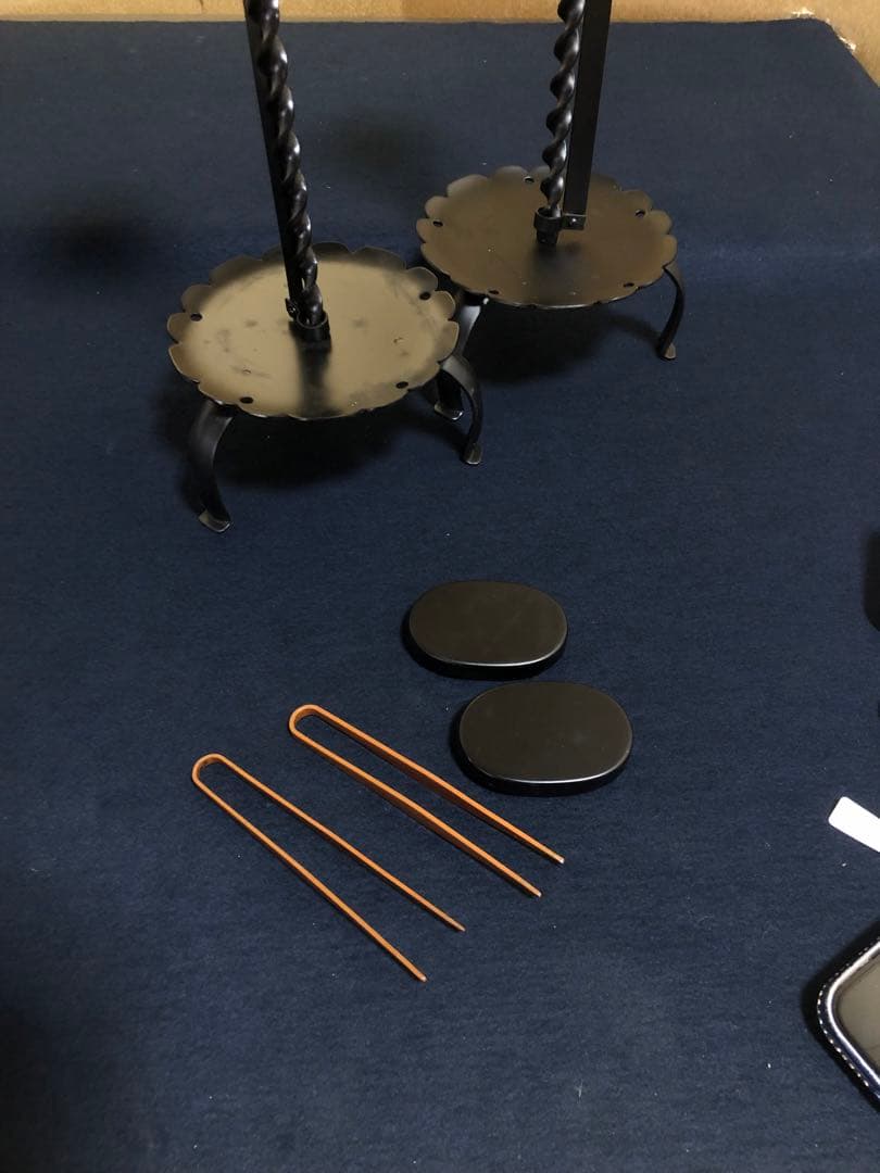 割引❗️《R》茶道具 夜咄 膳燭一対 燭立 燭台 元箱　260120き5