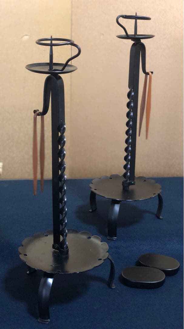 割引❗️《R》茶道具 夜咄 膳燭一対 燭立 燭台 元箱　260120き5