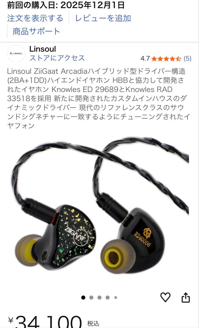 ほぼ未使用 Linsoul ZiiGaat Arcadia +ケーブル等