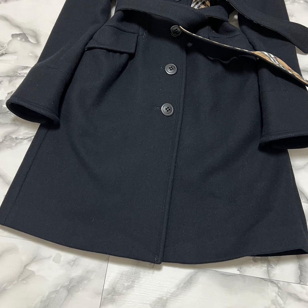 【極美品】バーバリーブルーレーベル　ロングコート　2wayベルト　アンゴラ 黒