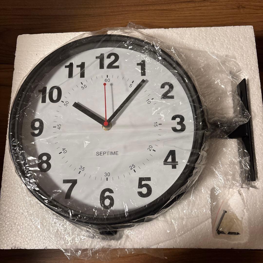 【未使用】両面時計/ステーションクロック/SEPTIME/ダブルフェイスクロック