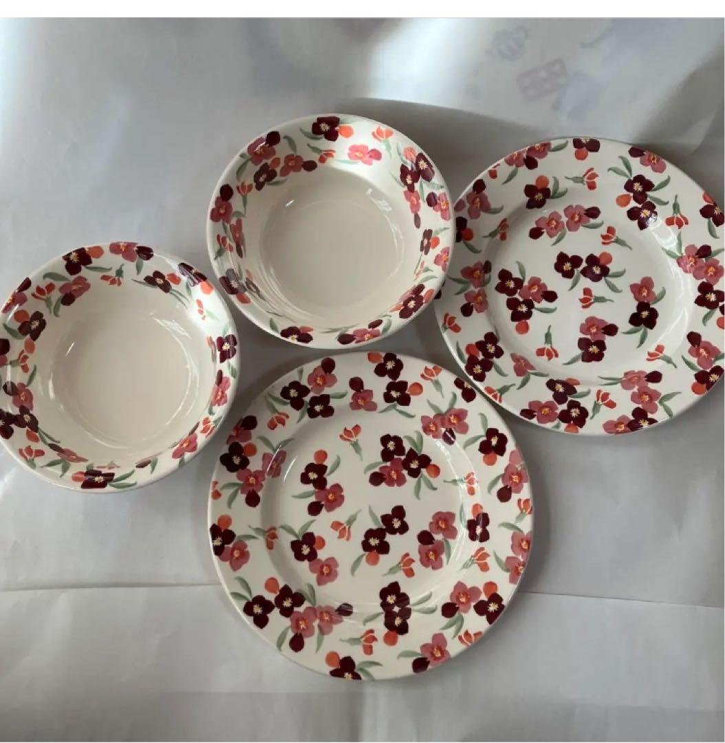 エマ　ブリッジウォーター　プレート　シリアルボウル　4枚セット　皿　ボウル　花