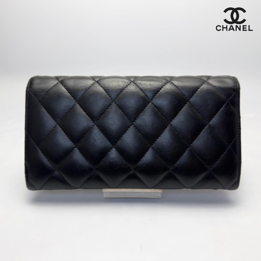 正規品　CHANEL シャネル　マトラッセ　ゴールド金具　フラップ　長財布