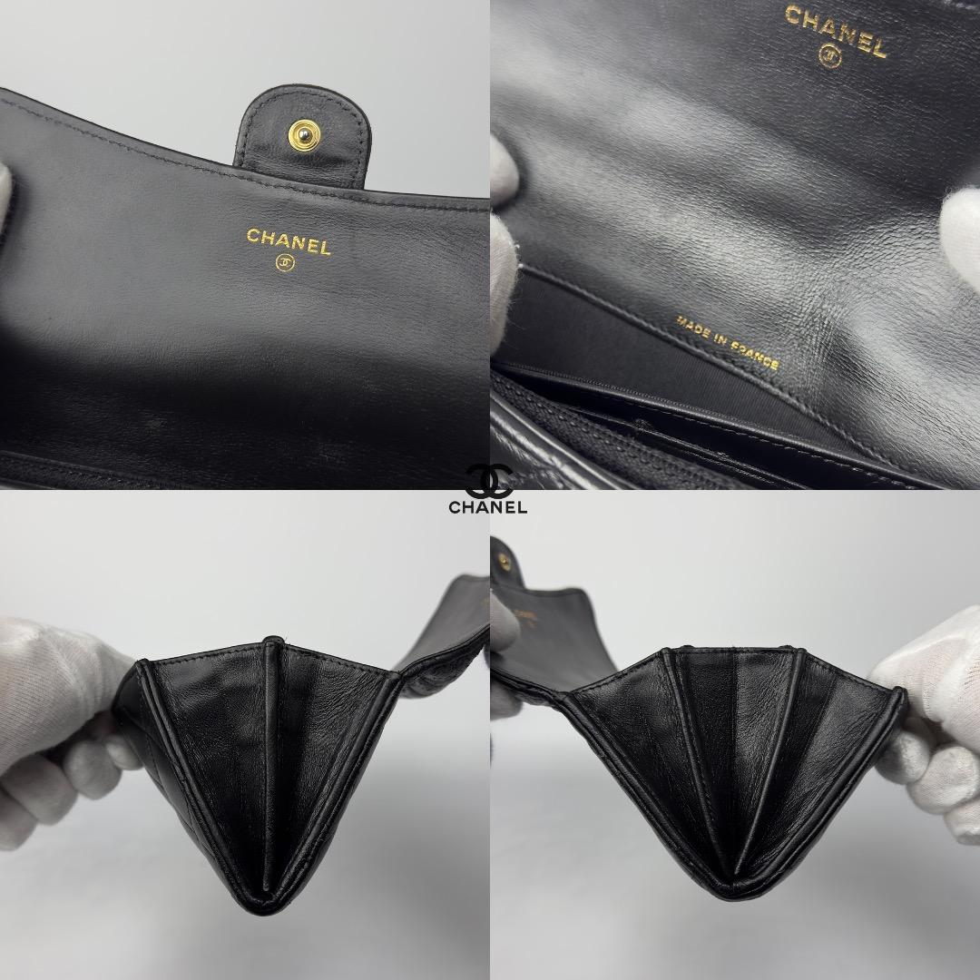 正規品　CHANEL シャネル　マトラッセ　ゴールド金具　フラップ　長財布