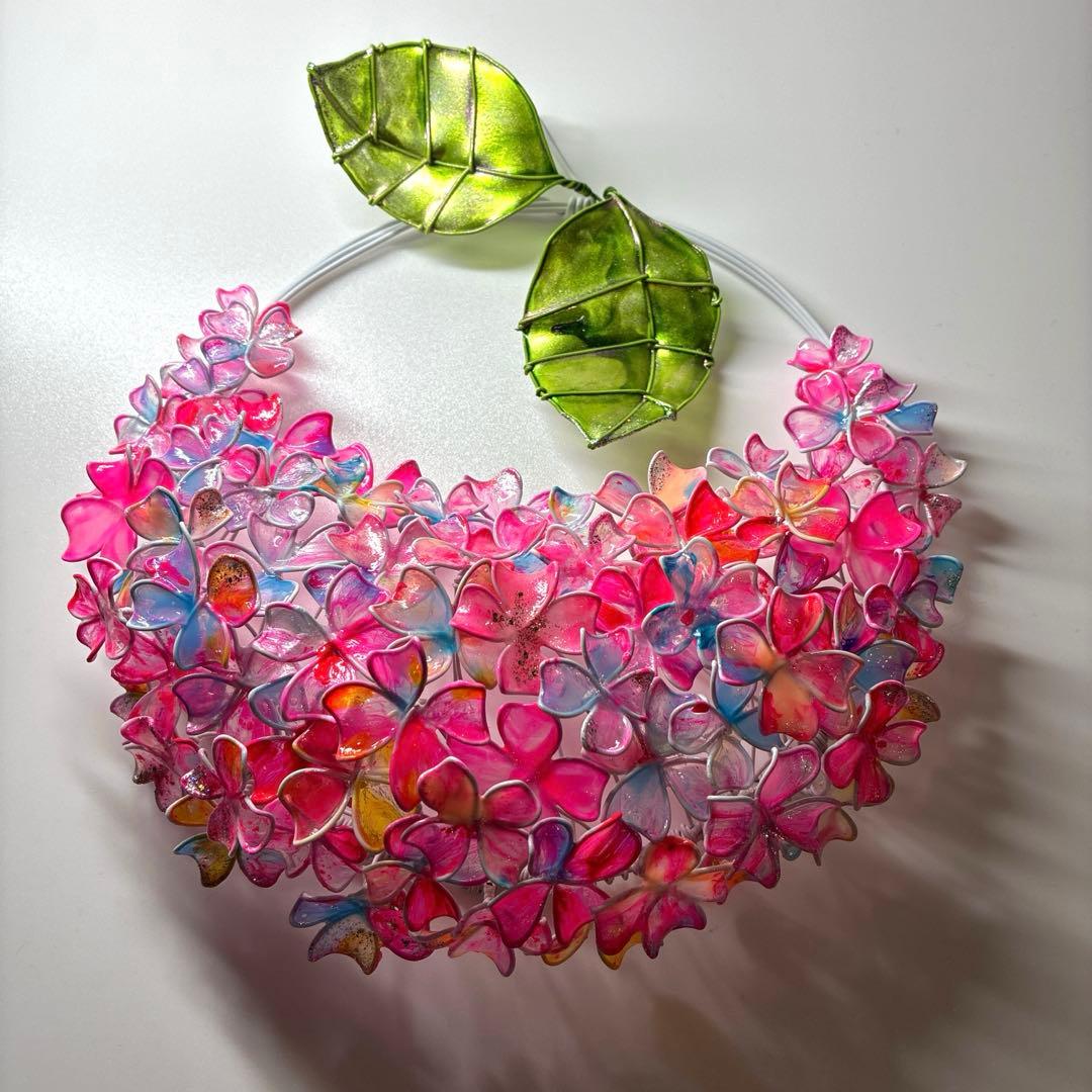 一点物　キャンディポップ紫陽花リース　ワイヤークラフト　ディップアート