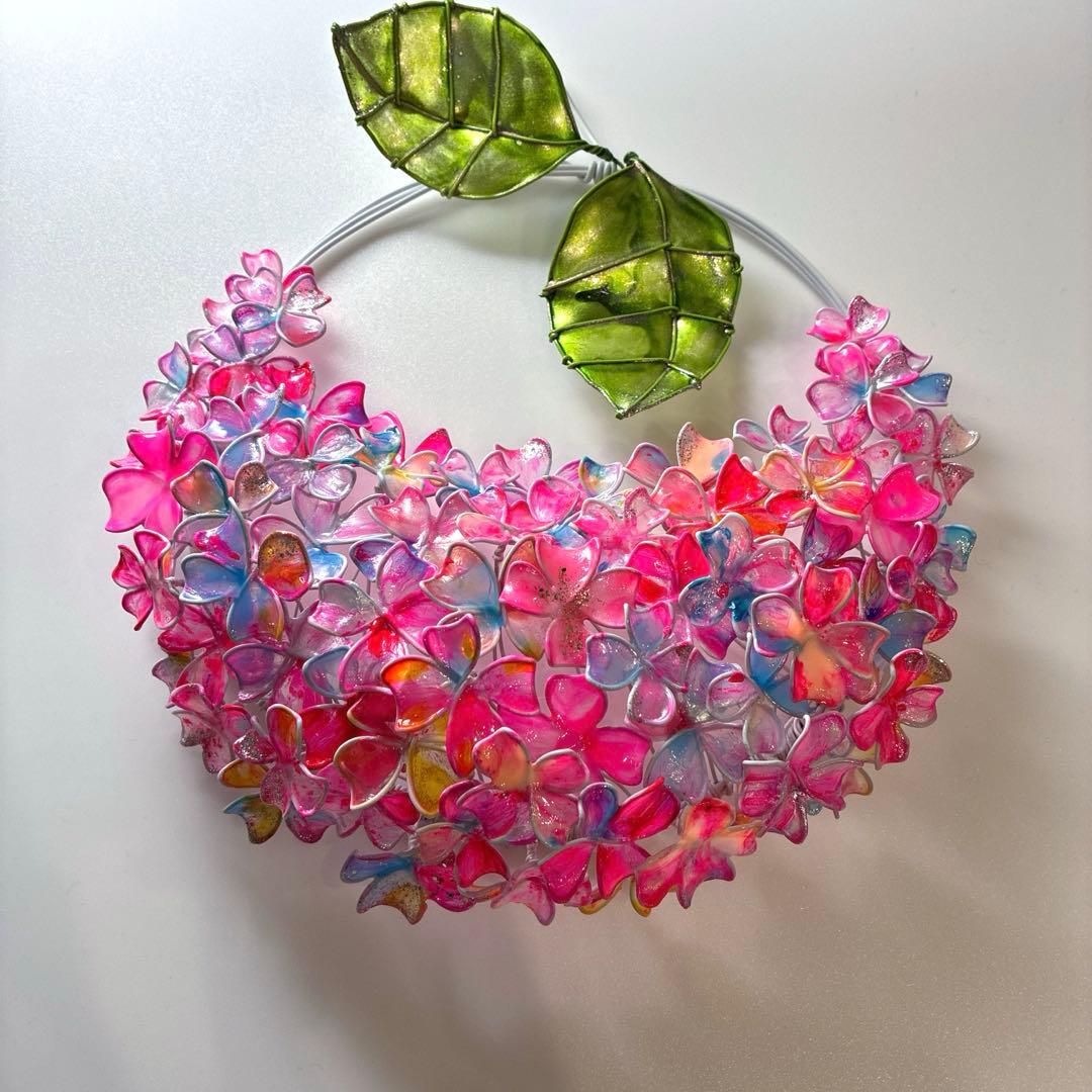 一点物　キャンディポップ紫陽花リース　ワイヤークラフト　ディップアート