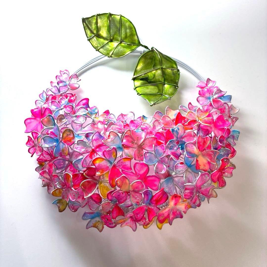 一点物　キャンディポップ紫陽花リース　ワイヤークラフト　ディップアート