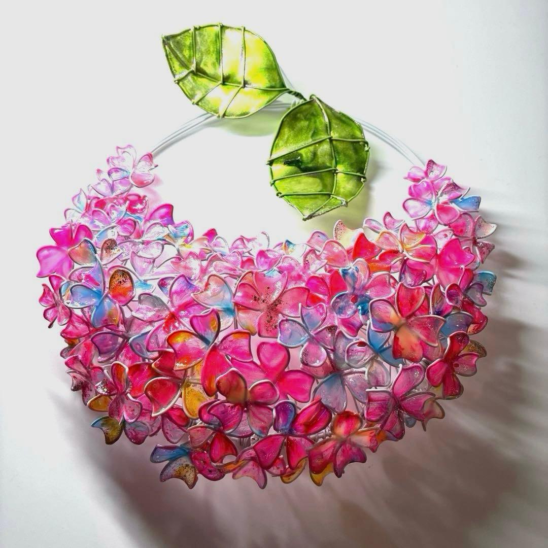 一点物　キャンディポップ紫陽花リース　ワイヤークラフト　ディップアート