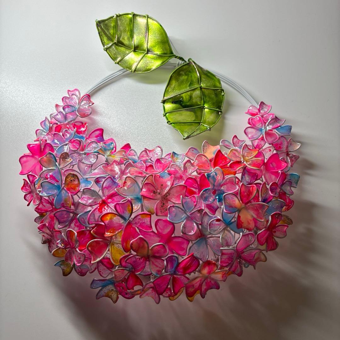 一点物　キャンディポップ紫陽花リース　ワイヤークラフト　ディップアート