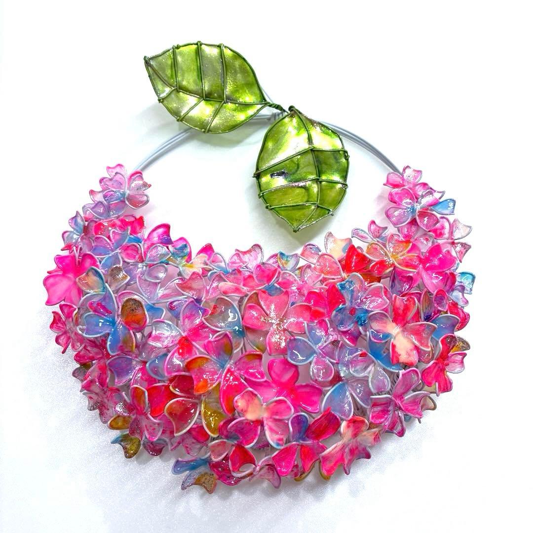一点物　キャンディポップ紫陽花リース　ワイヤークラフト　ディップアート