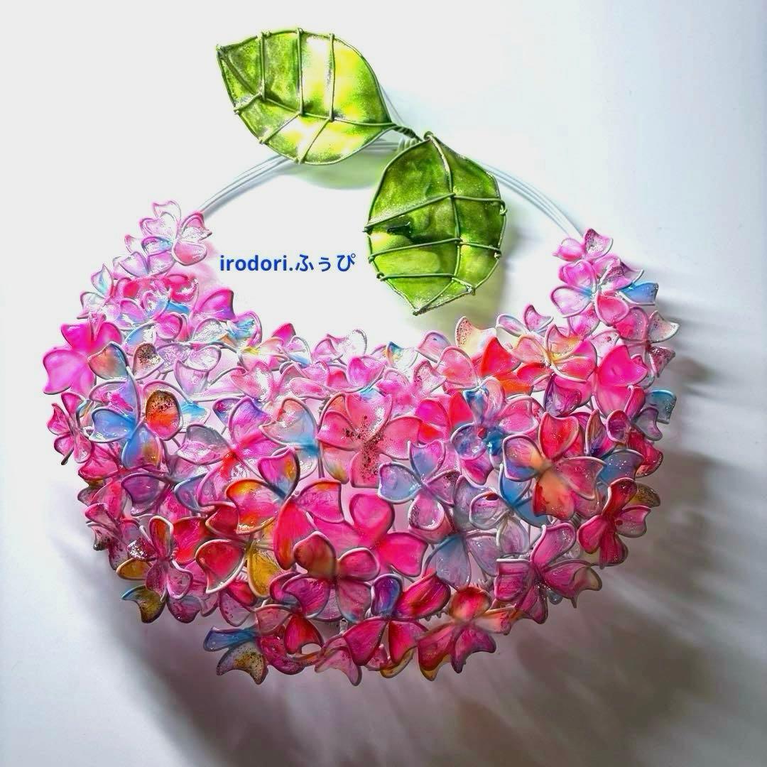一点物　キャンディポップ紫陽花リース　ワイヤークラフト　ディップアート
