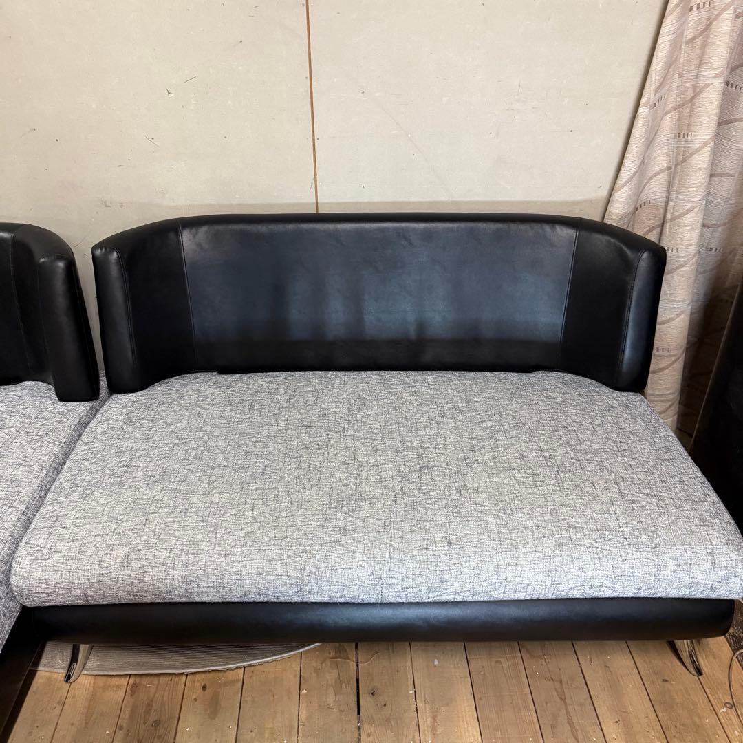 【723】アルモニア　コーナーソファ 黒とグレー