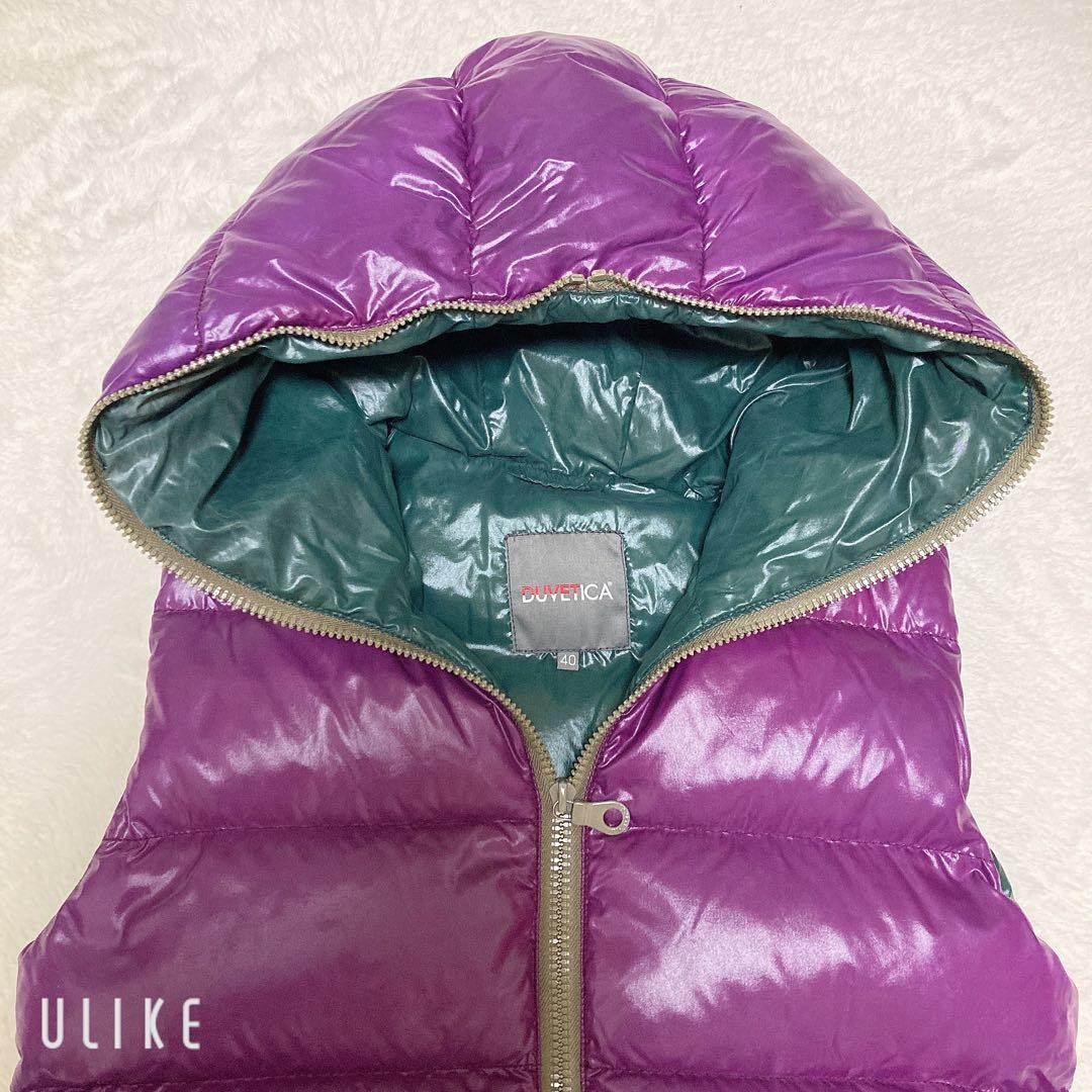 【極美品】DUVETICA デュベティカ　フード付　高級ダウンベスト　紫　大人気