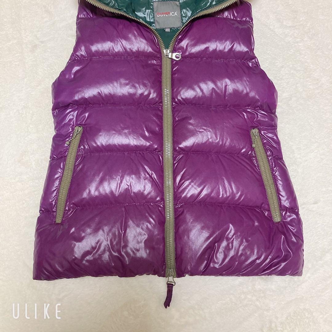 【極美品】DUVETICA デュベティカ　フード付　高級ダウンベスト　紫　大人気