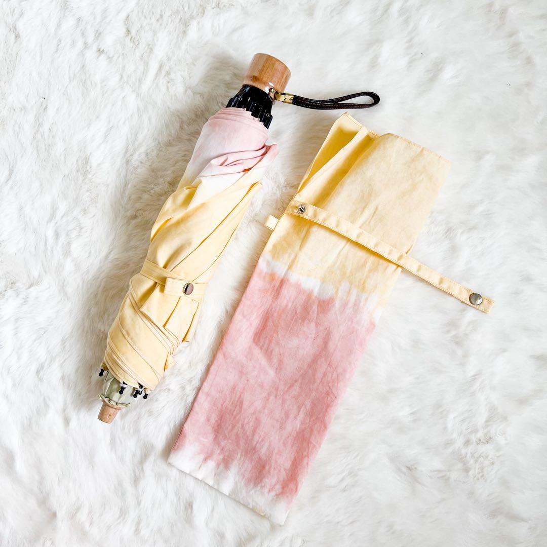 レディース ベンガラ染 晴雨兼用 UVカット 日傘 ２段折りたたみ傘 小宮商店