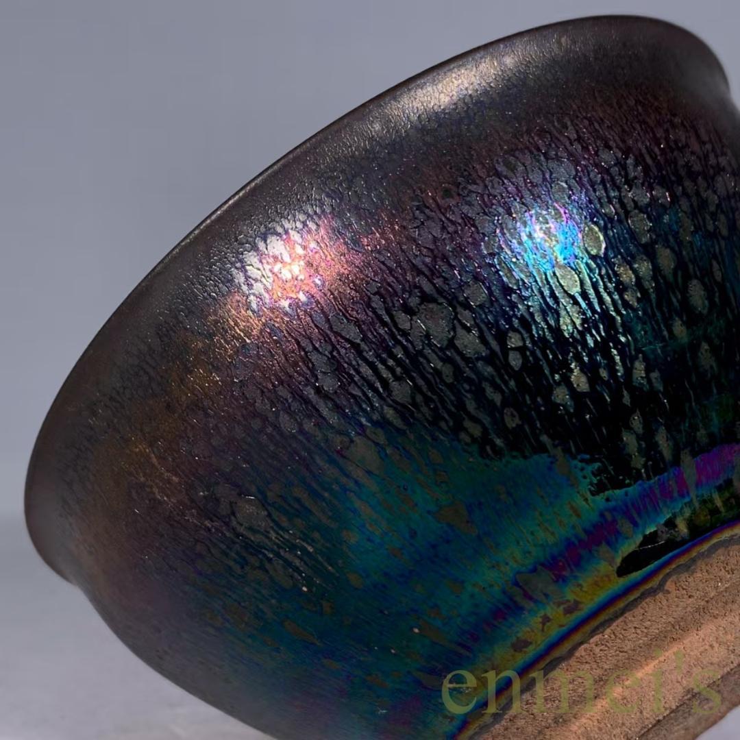 中国古美術・宋建窯風・曜変七彩油滴天目茶碗・抹茶碗・茶道具・茶器・陶芸・煎茶道具