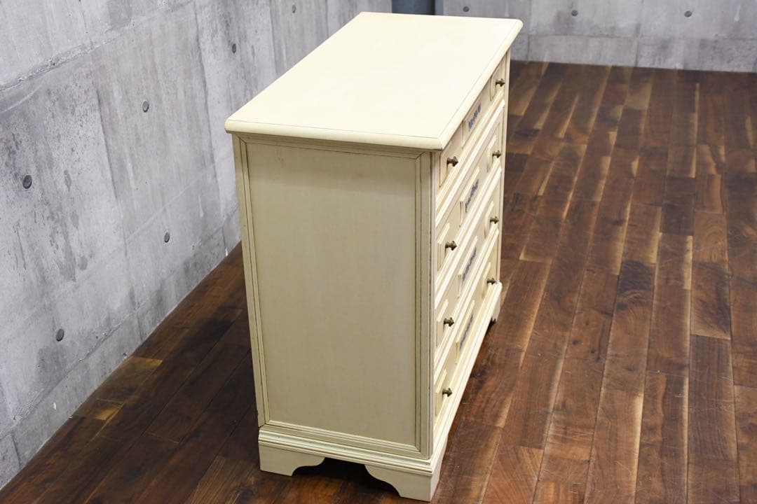 EFK19 アンティーク調 4段 サイドチェスト 勿忘草 わすれな草 ペイント