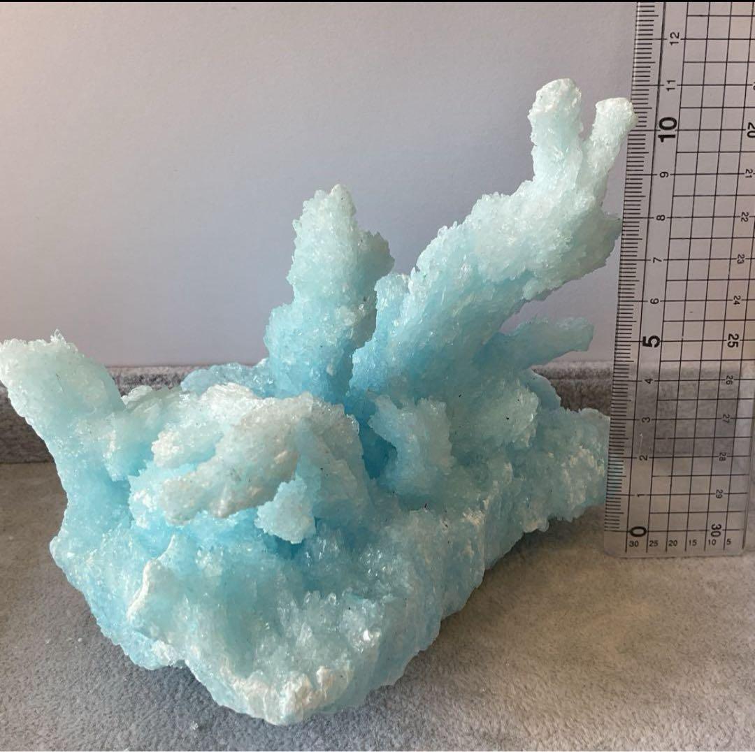 T991-2 アクアマリン水晶結晶　原石ジオードクラスター　天然石