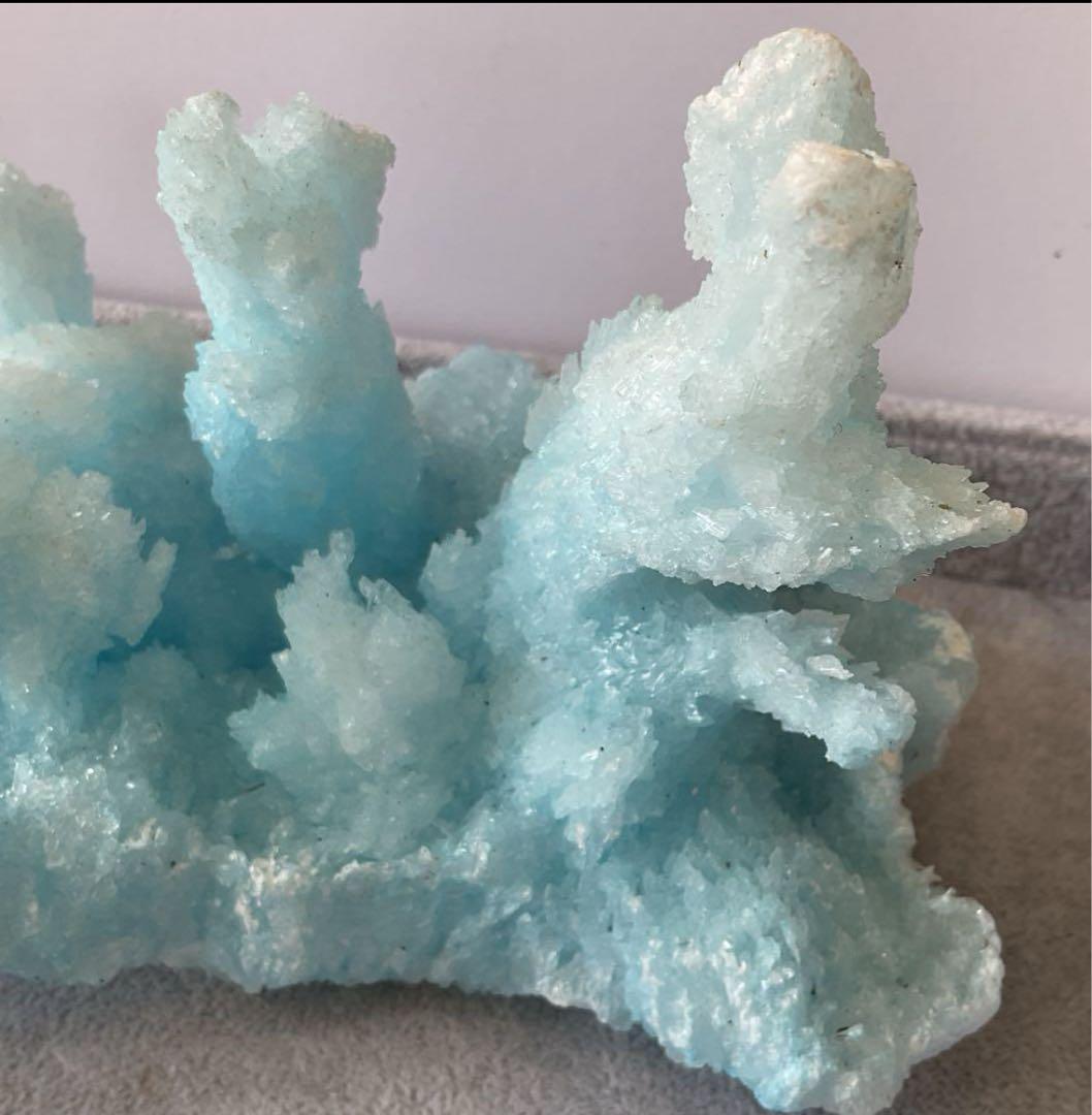 T991-2 アクアマリン水晶結晶　原石ジオードクラスター　天然石