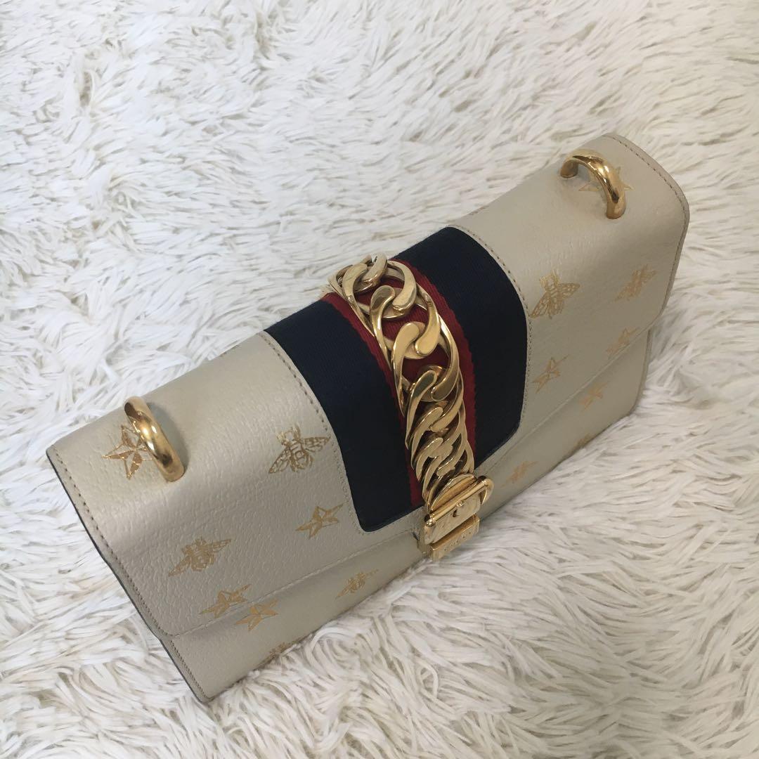 【極美品】グッチ ショルダーバッグ シルビィ ビー スター ウェブライン