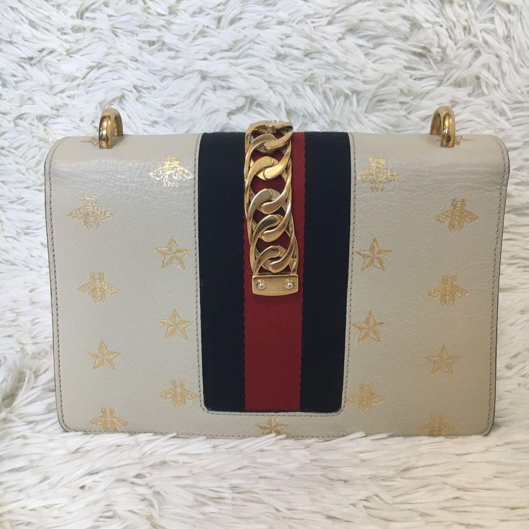 【極美品】グッチ ショルダーバッグ シルビィ ビー スター ウェブライン