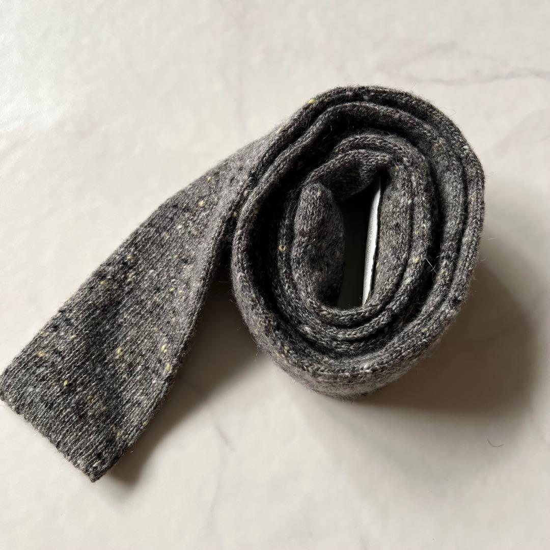 未使用品 ブルネロクチネリ ネクタイ ナロータイ ニット グレー カシミヤ混