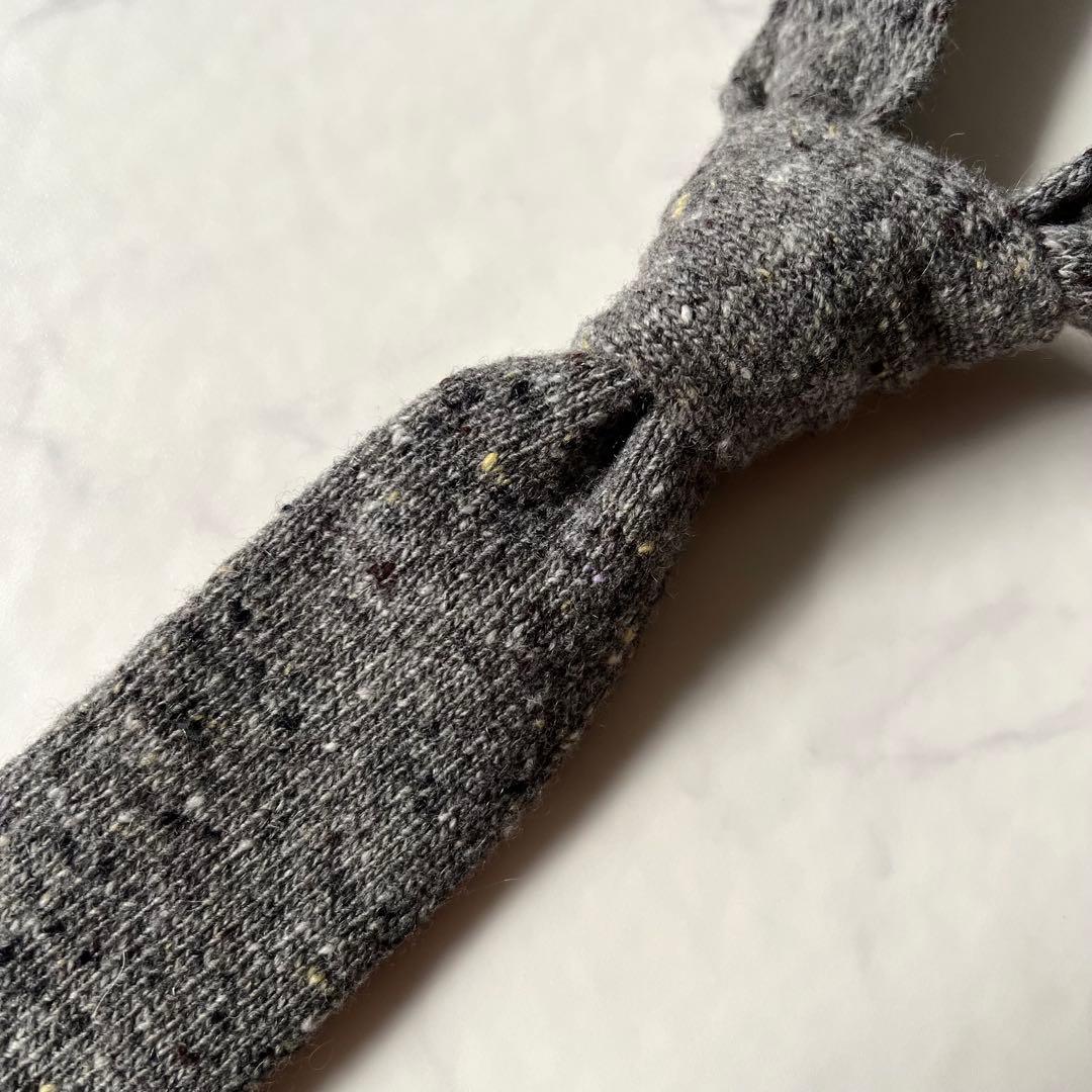 未使用品 ブルネロクチネリ ネクタイ ナロータイ ニット グレー カシミヤ混