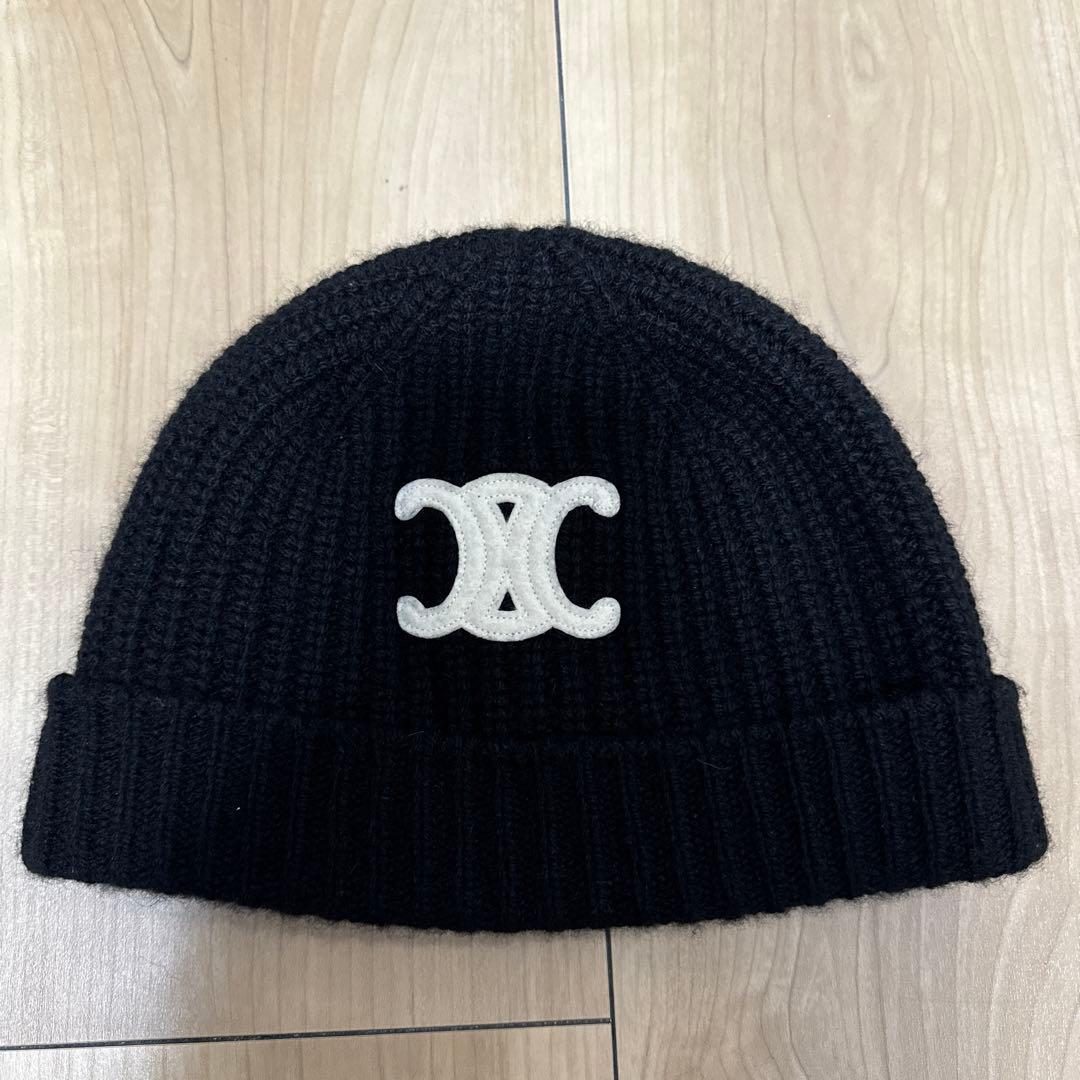 CELINE ブラック ニット帽 M