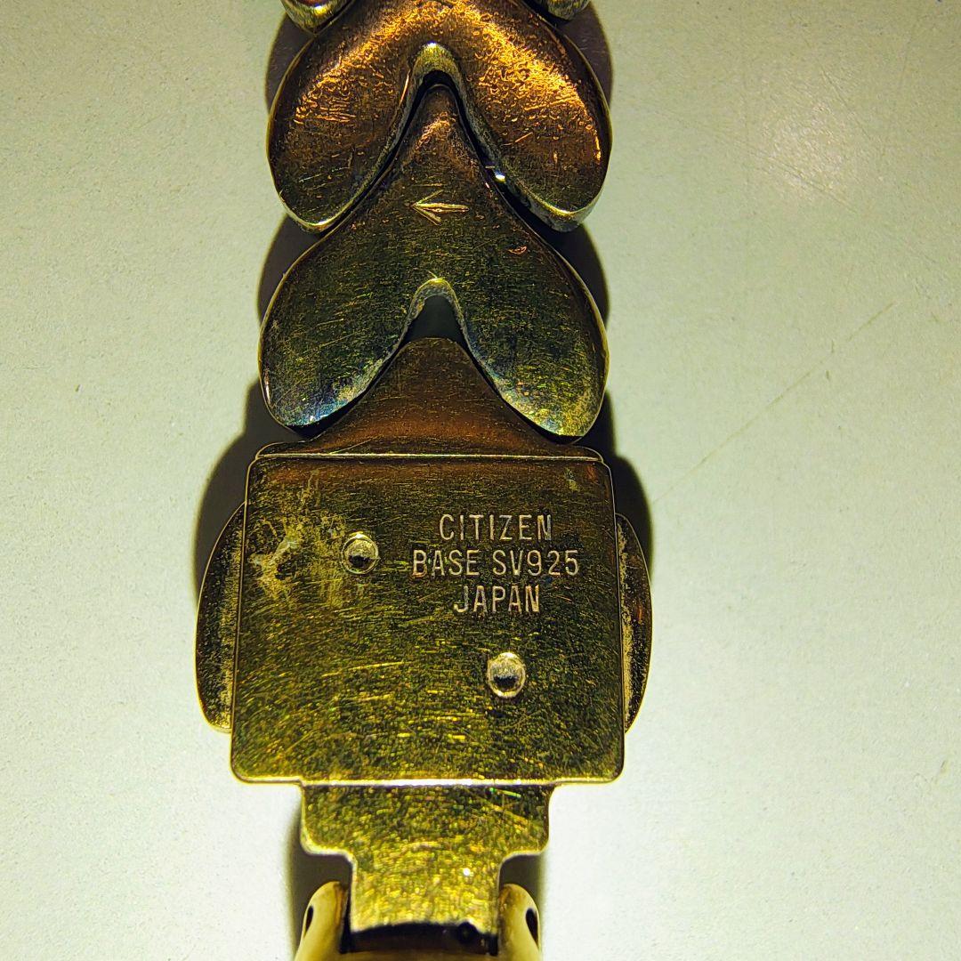 シチズン エクシード sv925 銀製 ゴールド ダイヤ1p QZ 腕時計 稼働