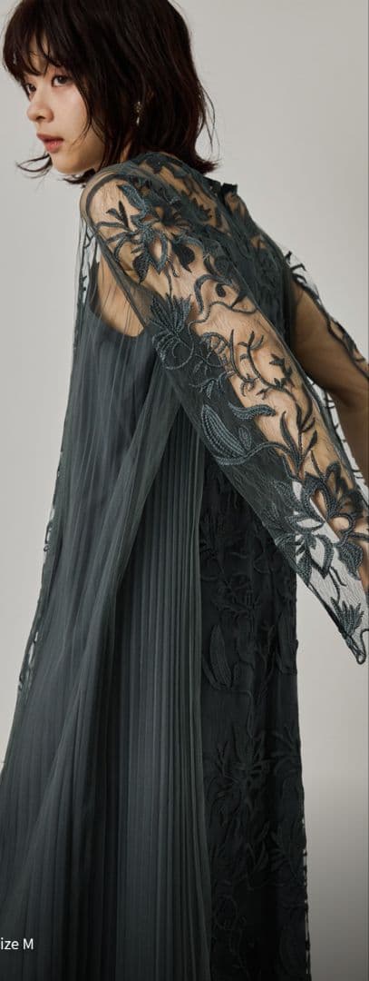 coffee★美品試着のみ★エスニックサイドプリーツドレス★ダークグリーン