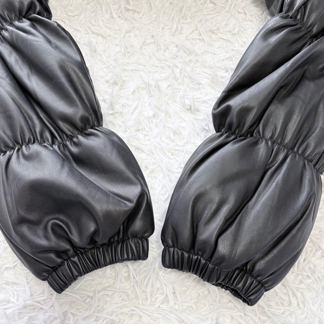 タグ付き未使用✨ジーナシス ポケモンコラボ 中綿ヴィーガンレザージャケット 黒F