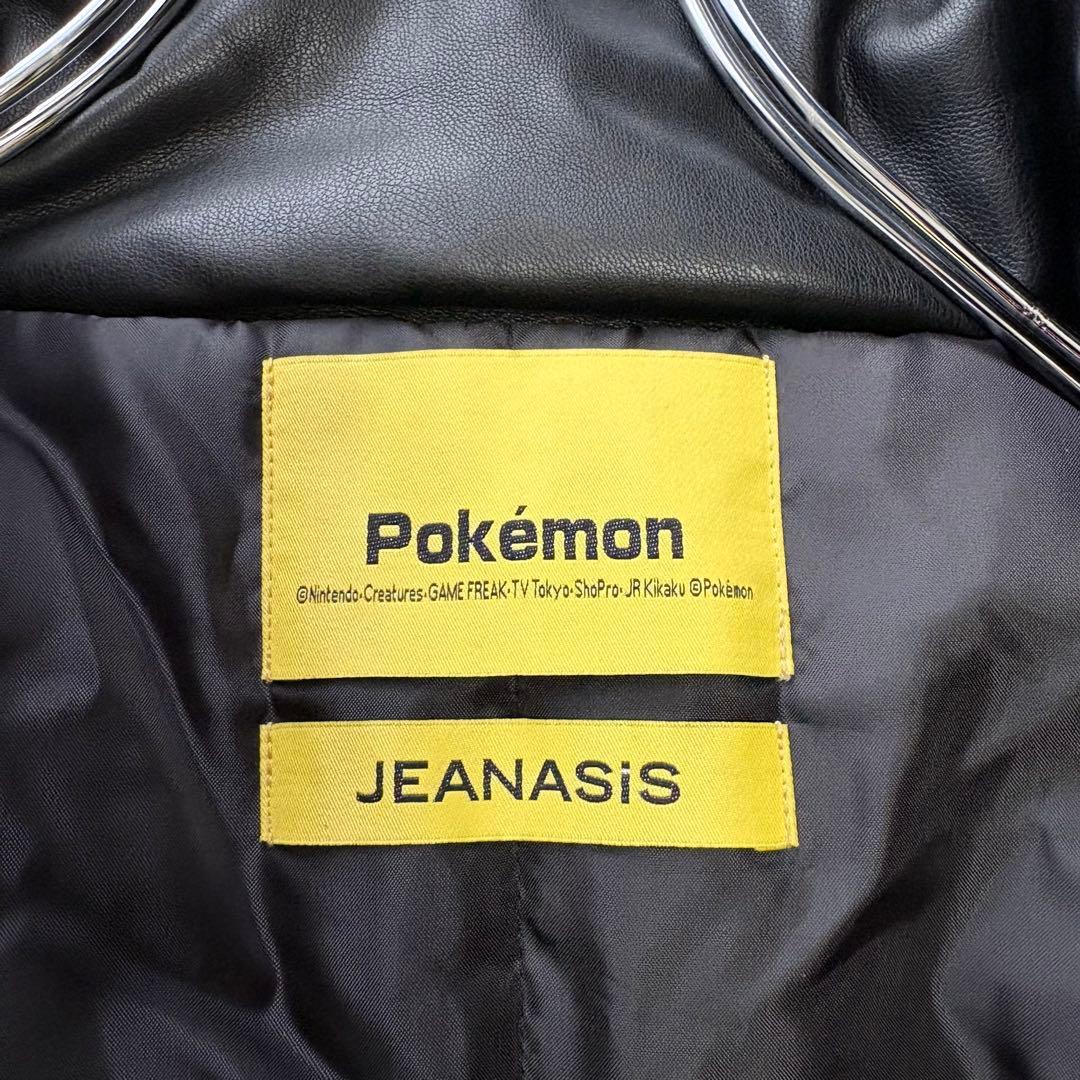 タグ付き未使用✨ジーナシス ポケモンコラボ 中綿ヴィーガンレザージャケット 黒F