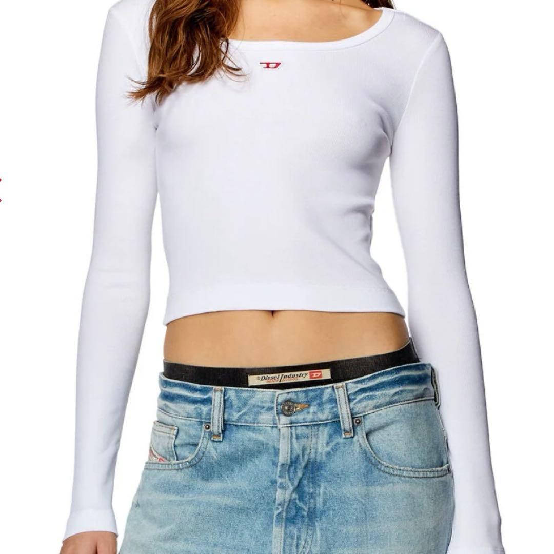 DIESEL 長袖Tシャツ ホワイト Y2K カットソー