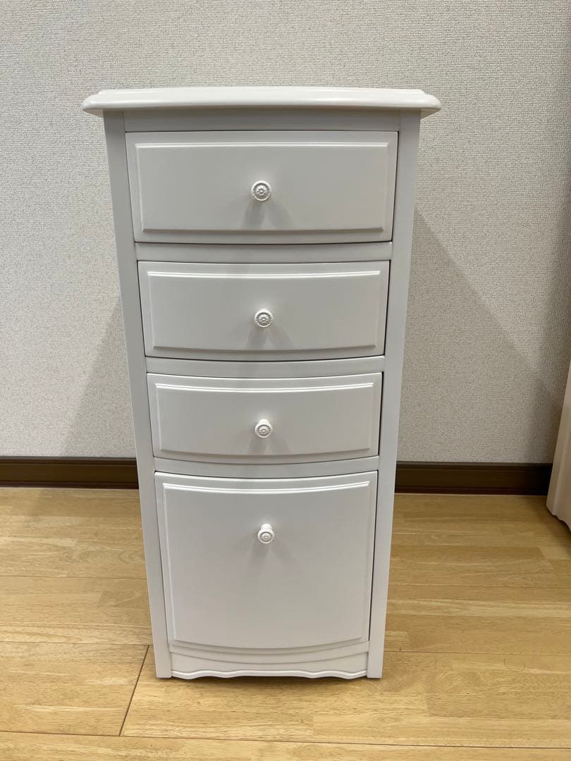 専用ページまとめ買い割引価格リリーホワイト 木製チェスト 4段 引き出し付き