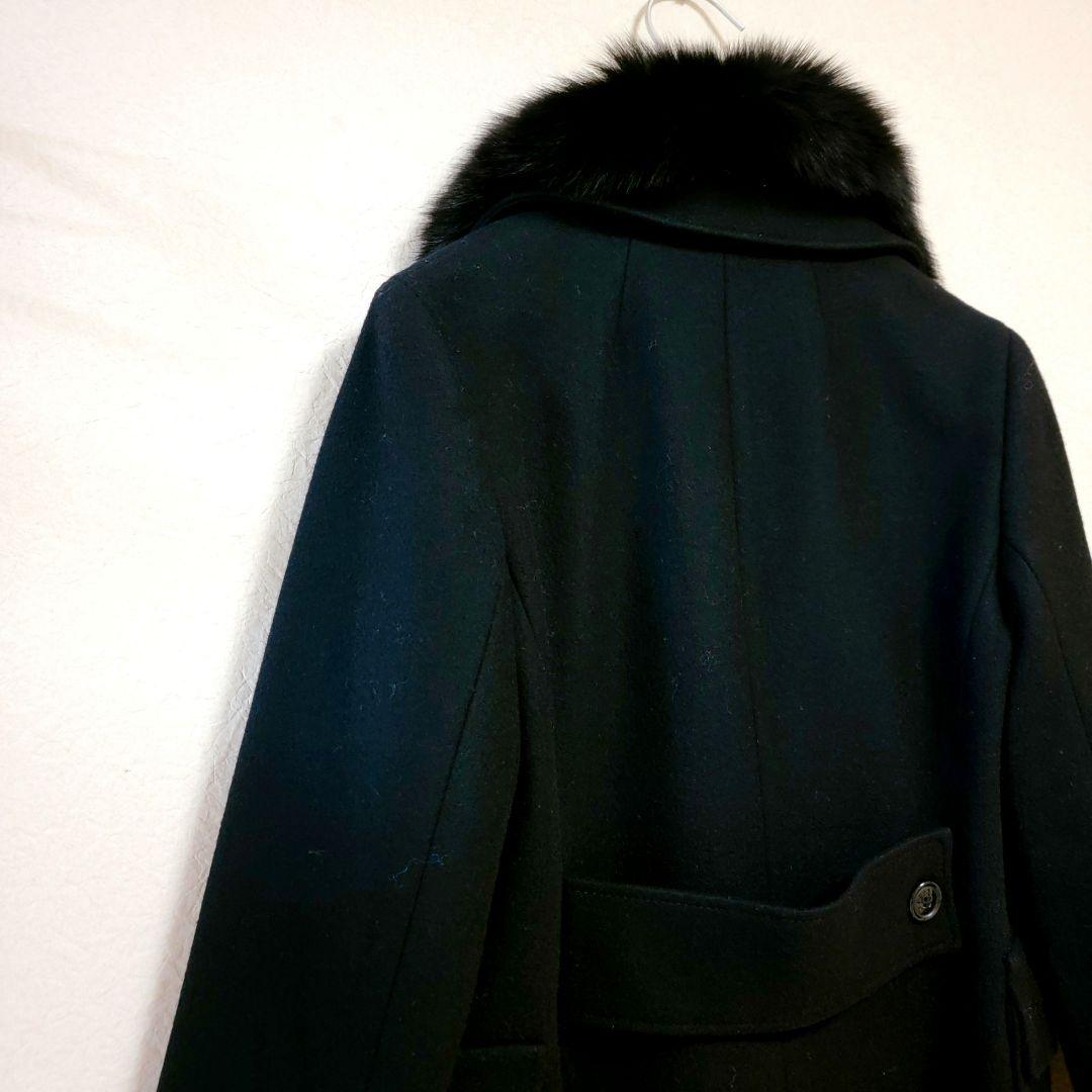 【EPOCA】美品 ウールロングコート フォックスファー　クリーニング済み40