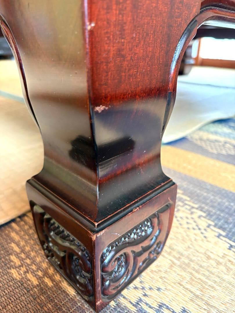 彫刻装飾付　テーブル　座卓　昭和