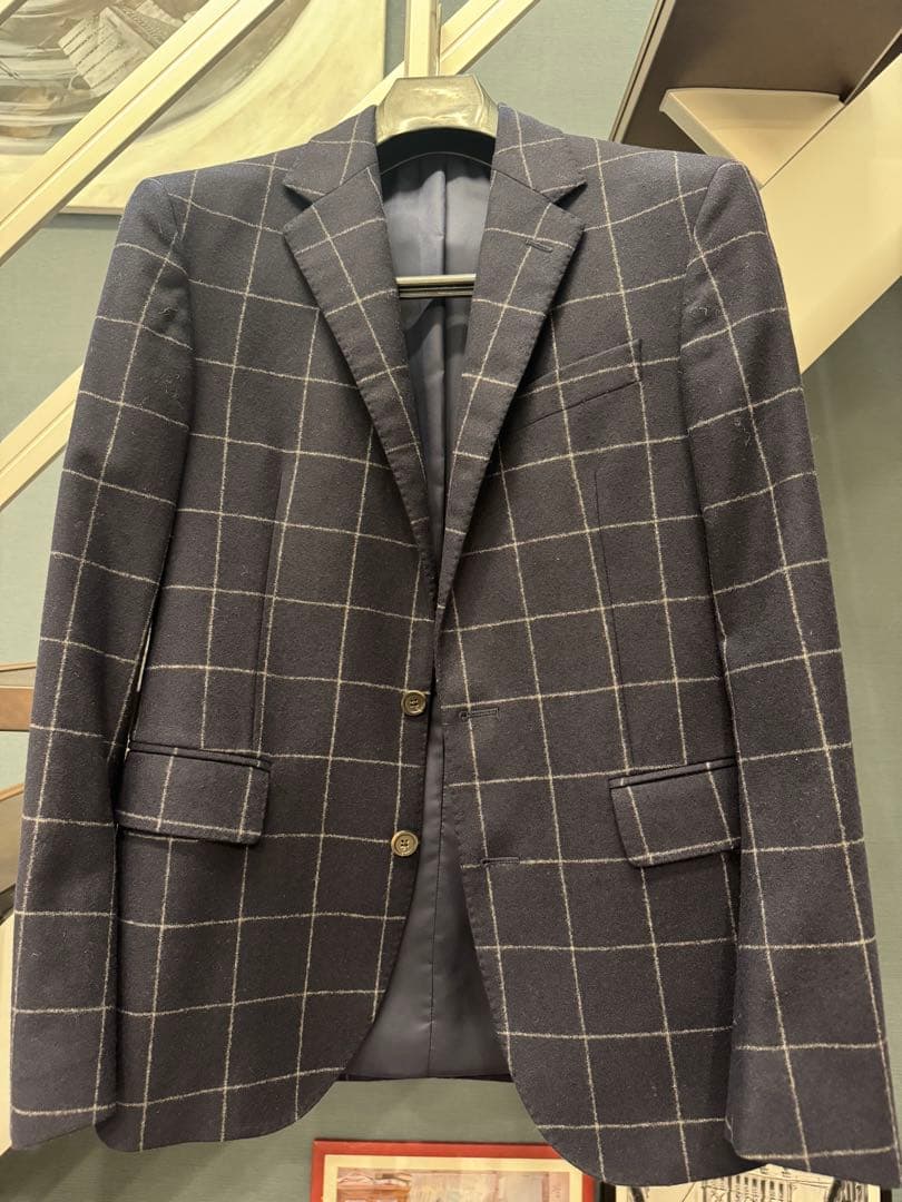 POLO ラルフローレン　ネイビー チェック柄 テーラードジャケット