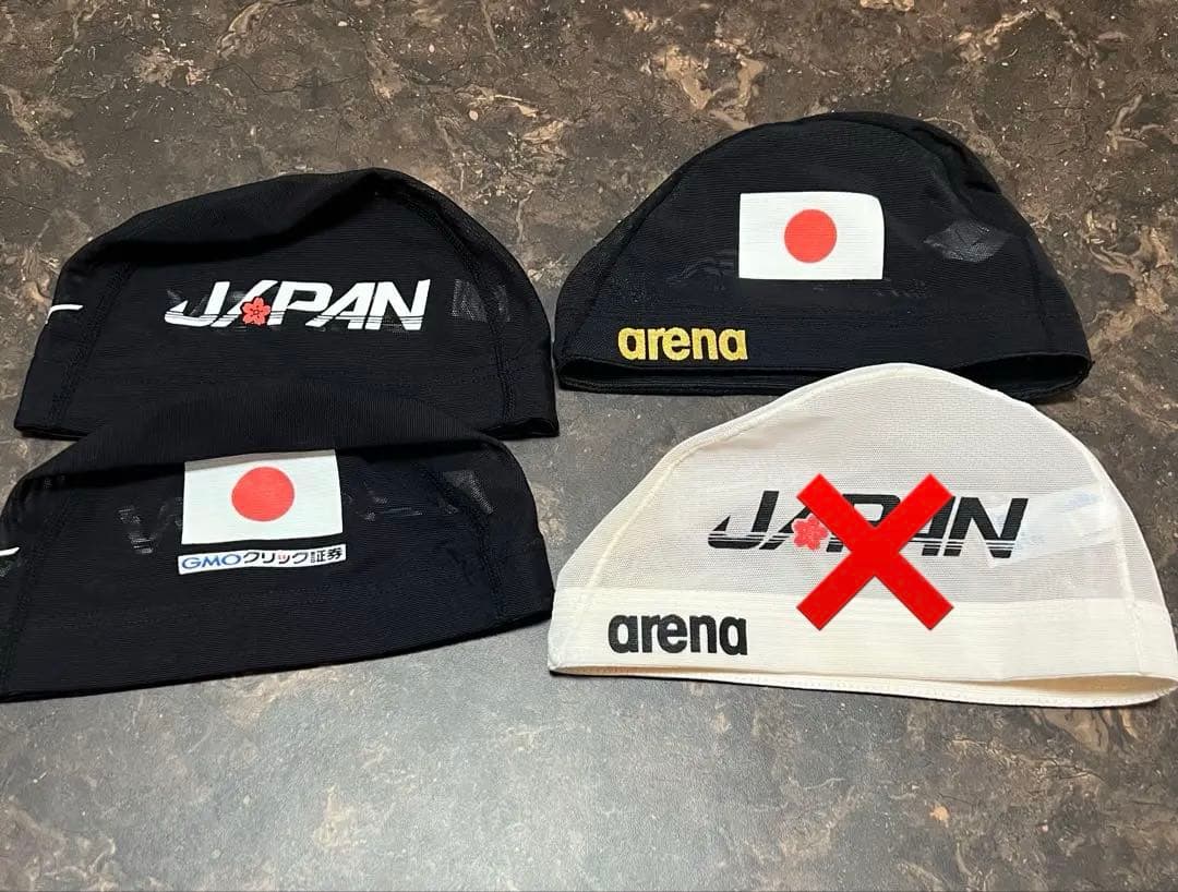 (非売品)最終値下げ 水泳 競泳 日本代表 支給品 メッシュキャップ 3枚セット