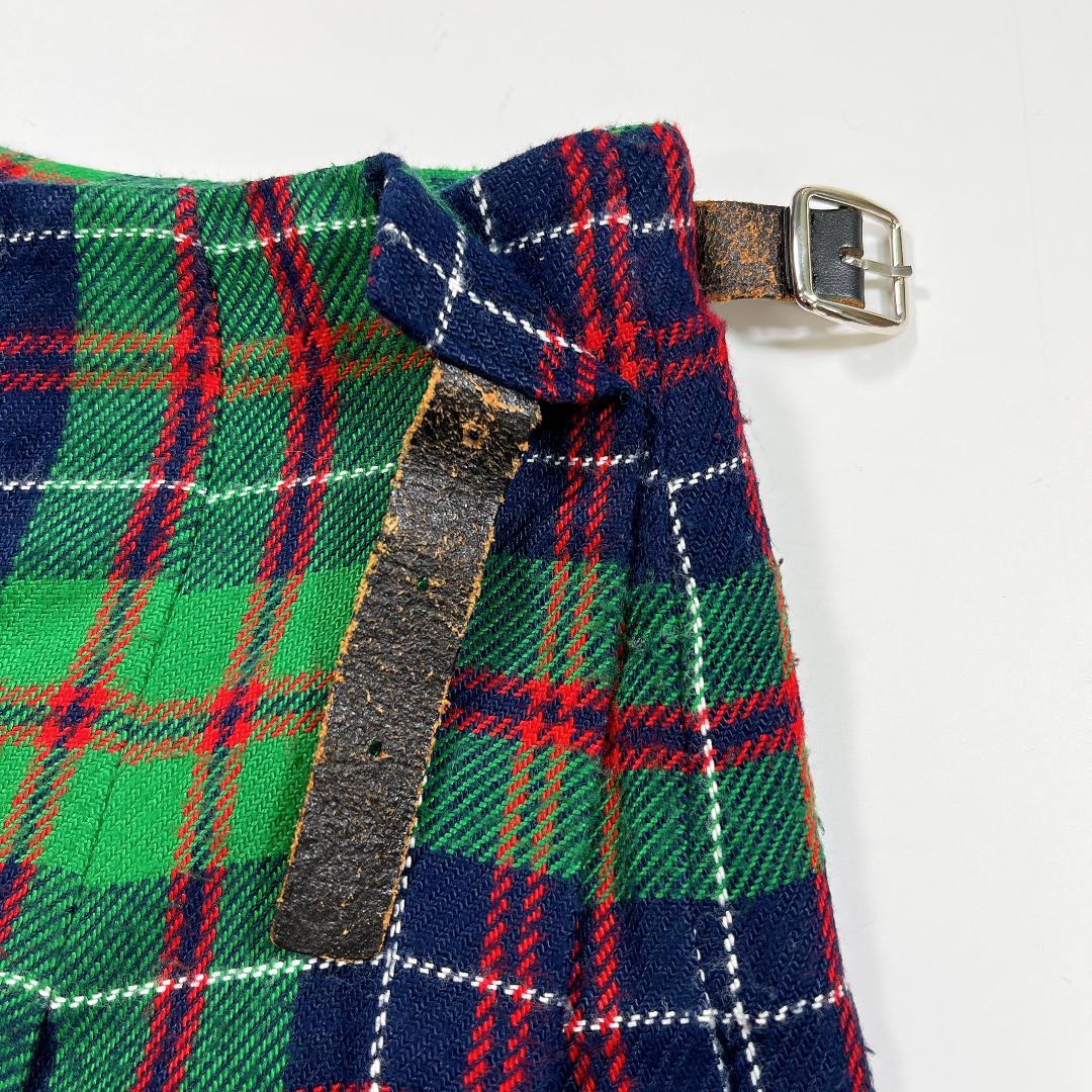 トリココムデギャルソン チェック プリーツ ラップスカート グリーン M相当